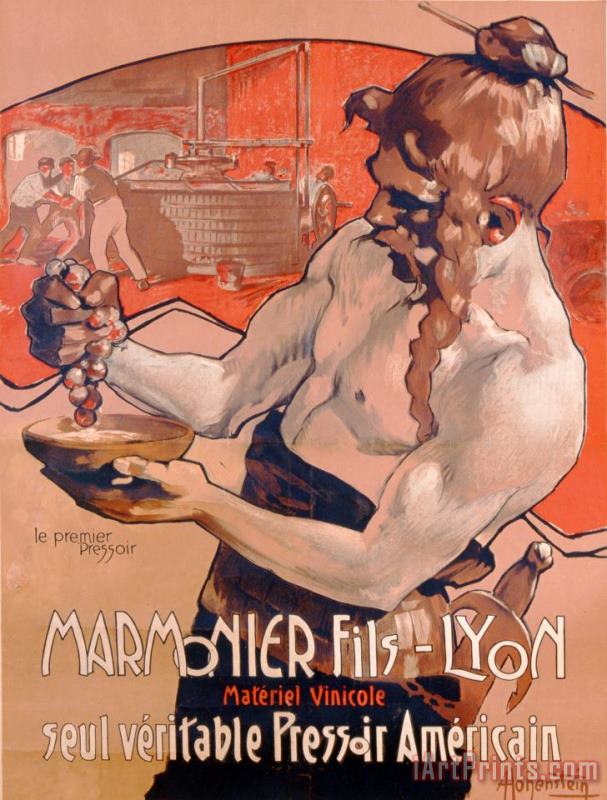 Advertisemet For Marmonier Fils Lyon painting - Adolfo Hohenstein Advertisemet For Marmonier Fils Lyon Art Print