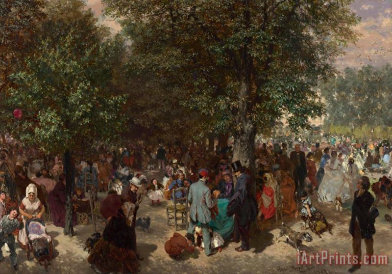Adolph Friedrich Erdmann von Menzel Afternoon In The Tuileries Gardens Art Painting