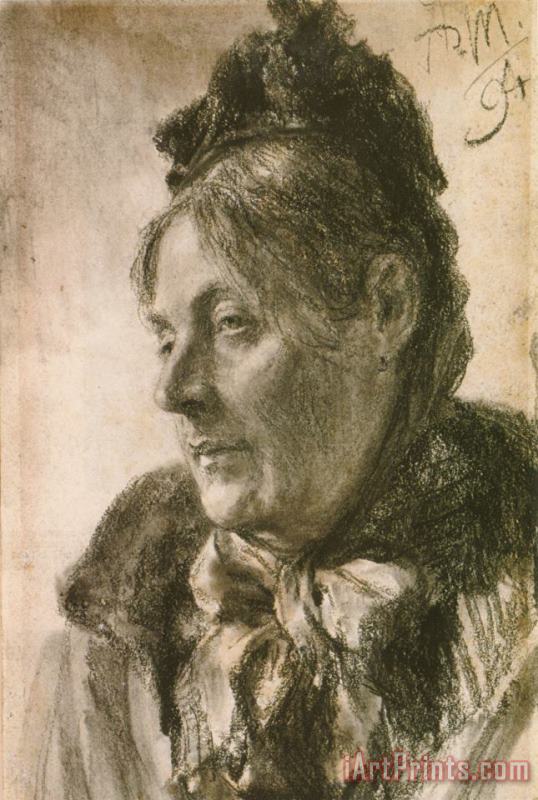 Adolph Von Menzel The Head of a Woman Art Print
