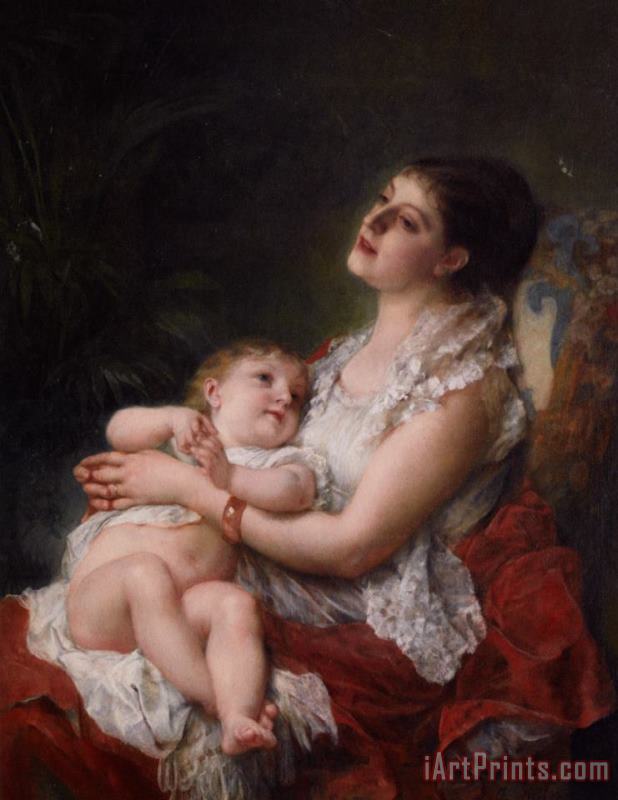 Mothers Embrace painting - Adolphe Jourdan Mothers Embrace Art Print