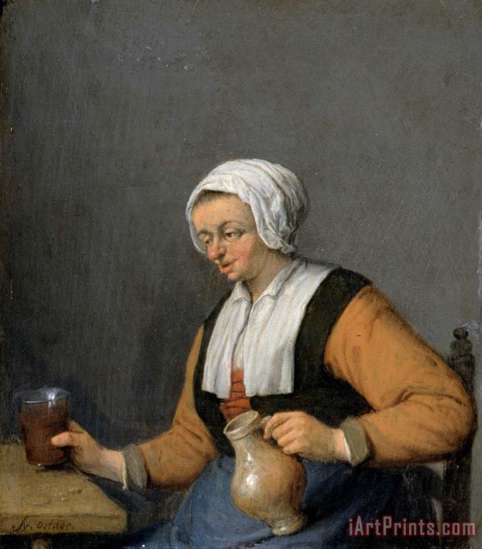 A Woman with a Beer Jug painting - Adriaen Van Ostade A Woman with a Beer Jug Art Print