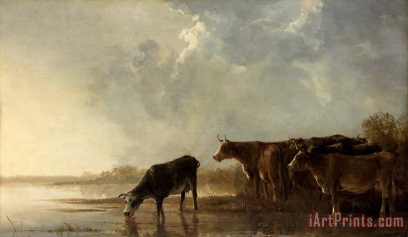 Aelbert Cuyp River Landscape with Cows Art Painting