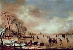 Sports Art for sale - Frozen Canal Scene by Aert van der Neer