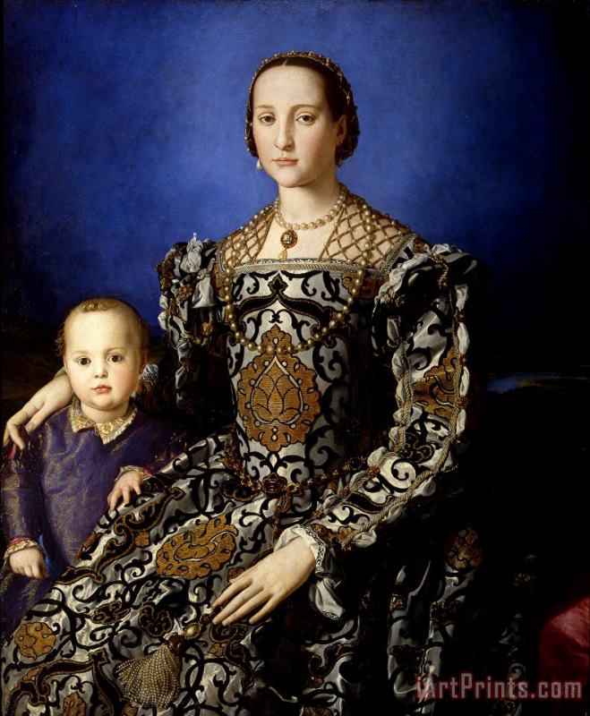 Portrait of Eleanor of Toledo with Her Son Giovanni painting - Agnolo Bronzino Portrait of Eleanor of Toledo with Her Son Giovanni Art Print