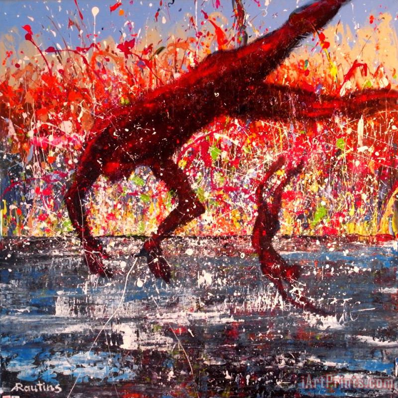 Swimmers painting - Agris Rautins Swimmers Art Print