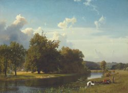 Albert Bierstadt A River Landscape Westphalia painting