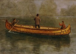 Albert Bierstadt Fishing from a Canoe painting