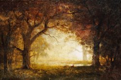 Albert Bierstadt Forest Sunrise painting