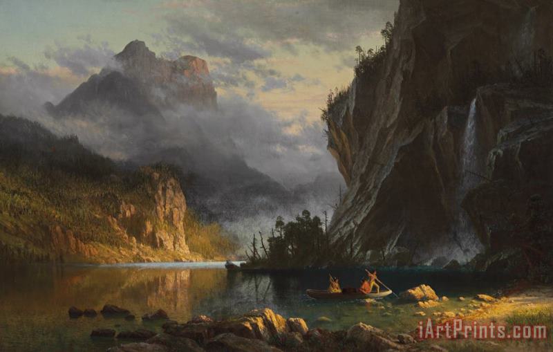 Indians Spear Fishing painting - Albert Bierstadt Indians Spear Fishing Art Print