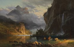 Albert Bierstadt Indians Spear Fishing painting