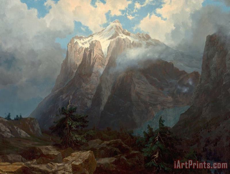 Mount Brewer From King's River Canyon, California, 1872 painting - Albert Bierstadt Mount Brewer From King's River Canyon, California, 1872 Art Print