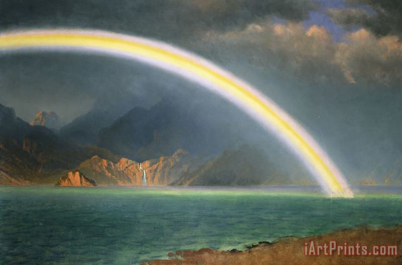Rainbow Over Jenny Lake Wyoming painting - Albert Bierstadt Rainbow Over Jenny Lake Wyoming Art Print