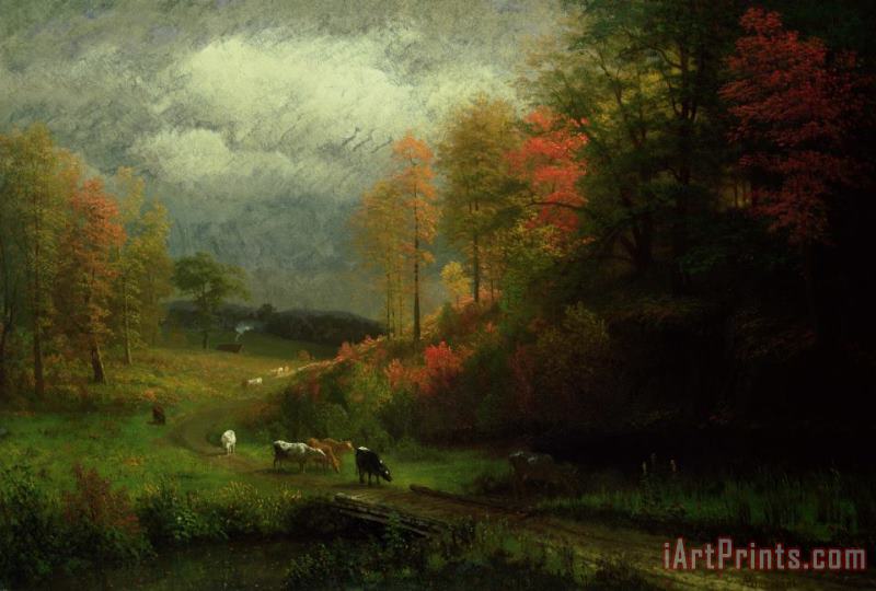 Rainy Day in Autumn painting - Albert Bierstadt Rainy Day in Autumn Art Print