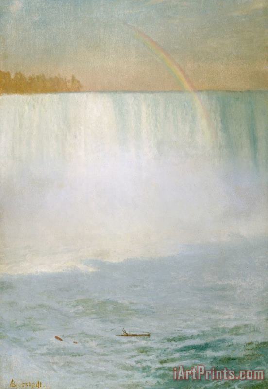 Waterfall and Rainbow at Niagara Falls painting - Albert Bierstadt Waterfall and Rainbow at Niagara Falls Art Print