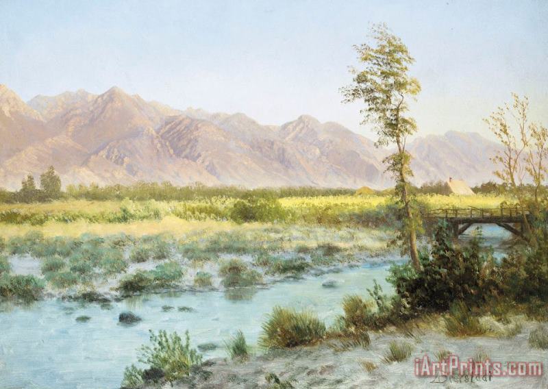 Western Landscape painting - Albert Bierstadt Western Landscape Art Print