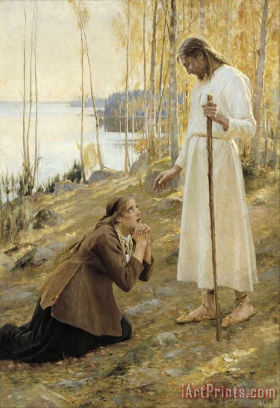 Albert Edelfelt Christ And Mary Magdalene, a Finnish Legend Art Painting