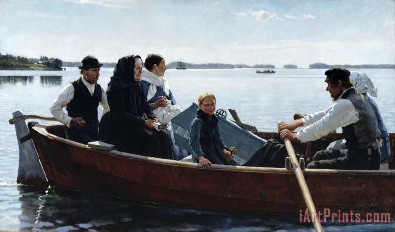 Conveying a Child's Coffin painting - Albert Edelfelt Conveying a Child's Coffin Art Print