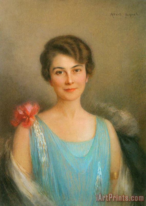 A Portrait of a Lady in Blue painting - Albert Lynch A Portrait of a Lady in Blue Art Print