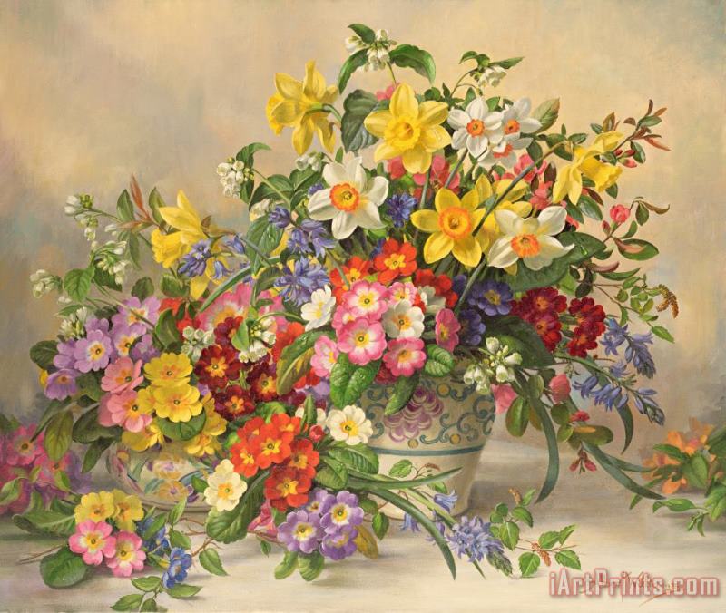 Albert Williams Spring Flowers And Poole Pottery Art Print