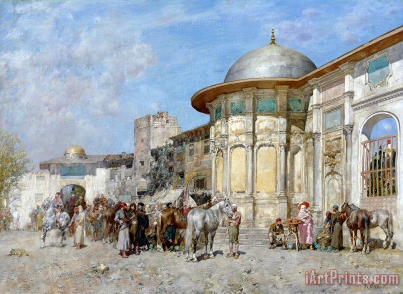 Horse Market, Syria painting - Alberto Pasini Horse Market, Syria Art Print
