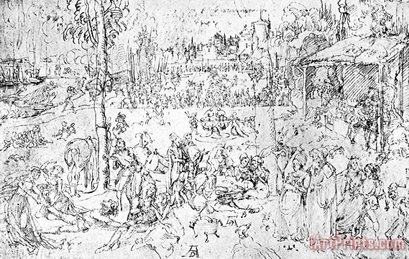 Durer Drawing Pleasures Of The World painting - Albrecht Durer Durer Drawing Pleasures Of The World Art Print