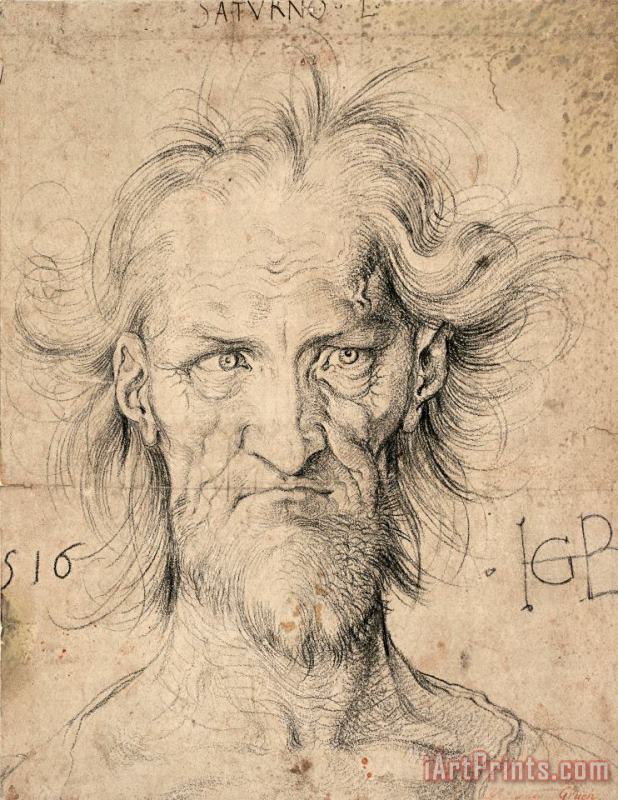 Albrecht Durer Head of a Bearded Old Man ( Saturn ), 1516 Art Print