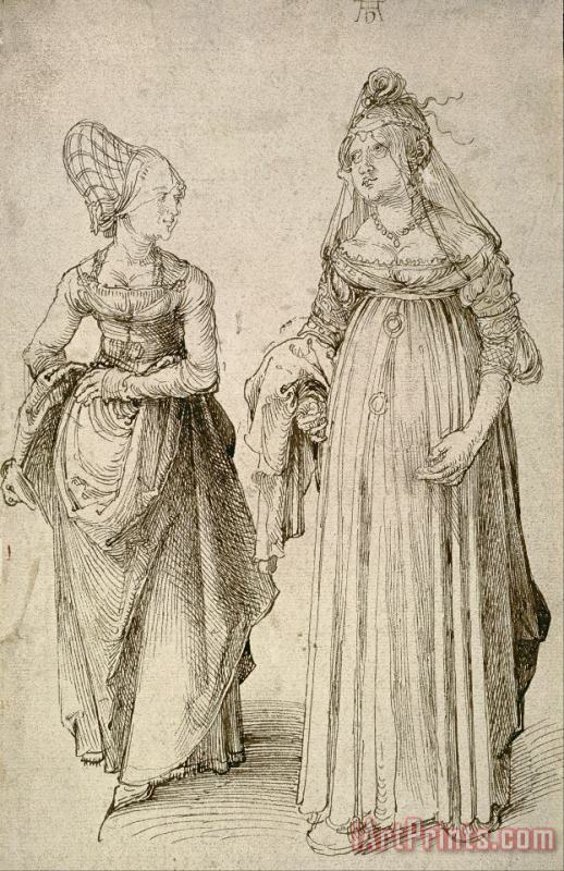 Albrecht Durer Lady in Venetian Dress Contrasted with a Nuremberg Hausfrau Art Print