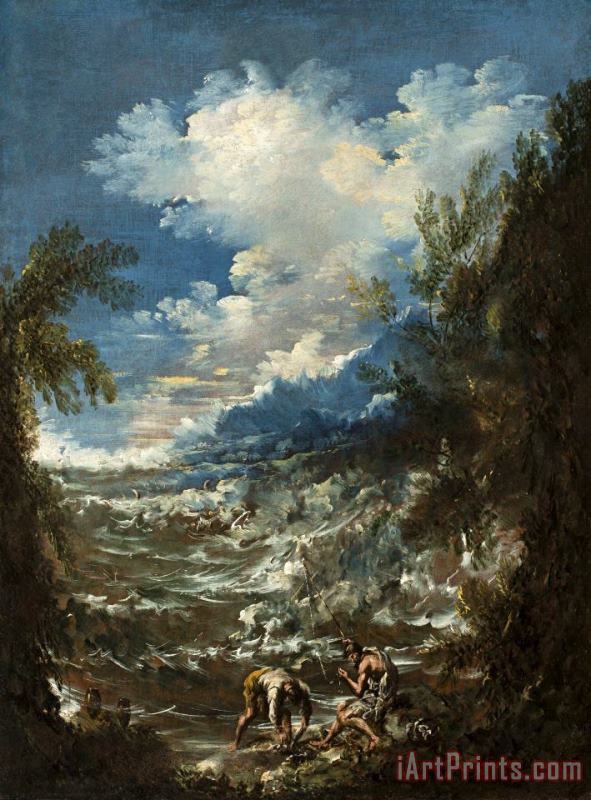 Landscape with Fishermen painting - Alessandro Magnasco Landscape with Fishermen Art Print