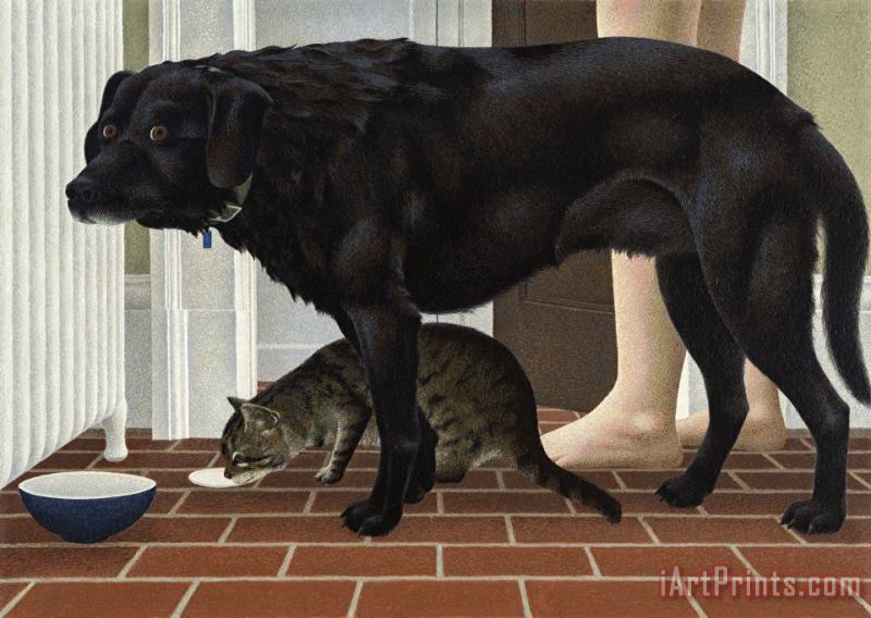 Alex Colville Dog And Cat Art Print