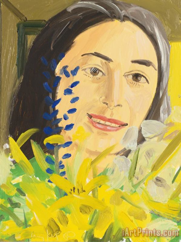 Alex Katz Ada with Wildflowers I Art Painting