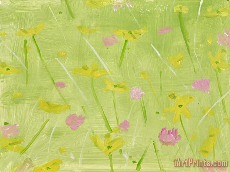 Alex Katz Field Flowers on Light Green Art Painting