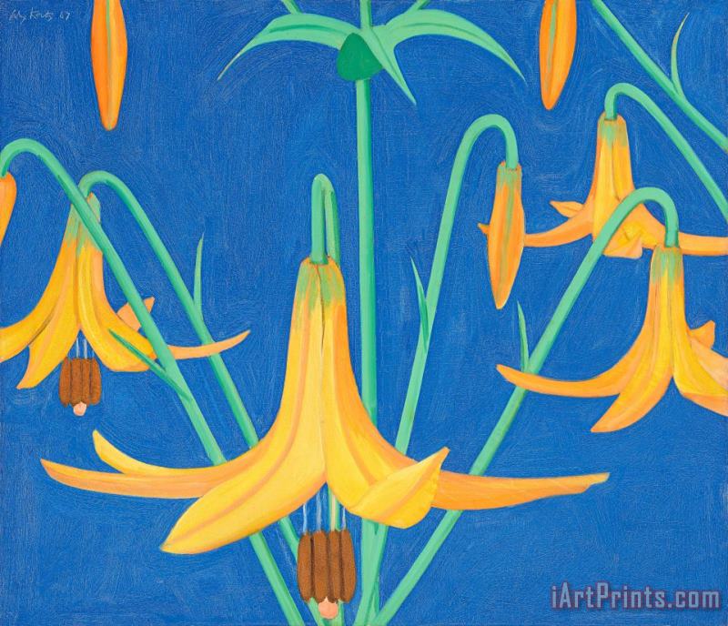 Marsh Lilies, 1967 painting - Alex Katz Marsh Lilies, 1967 Art Print