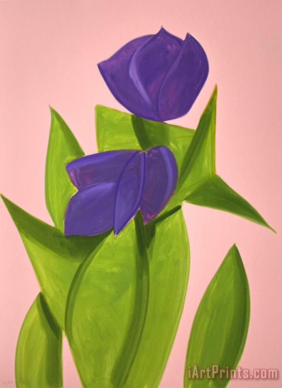 Purple Tulips 2, From The Flowers Portfolio, 2021 painting - Alex Katz Purple Tulips 2, From The Flowers Portfolio, 2021 Art Print