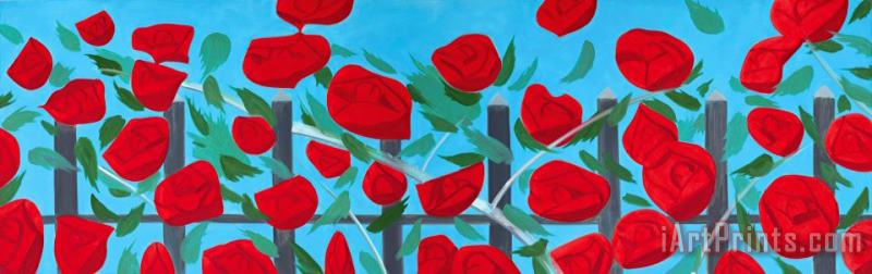 Alex Katz Roses on Blue, 2002 Art Print