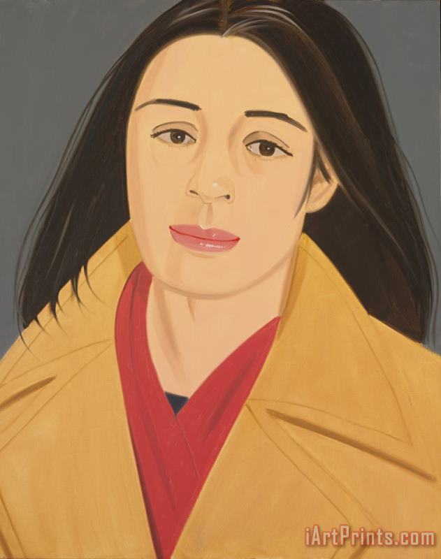 The Red Scarf (ada in Polo Coat) painting - Alex Katz The Red Scarf (ada in Polo Coat) Art Print