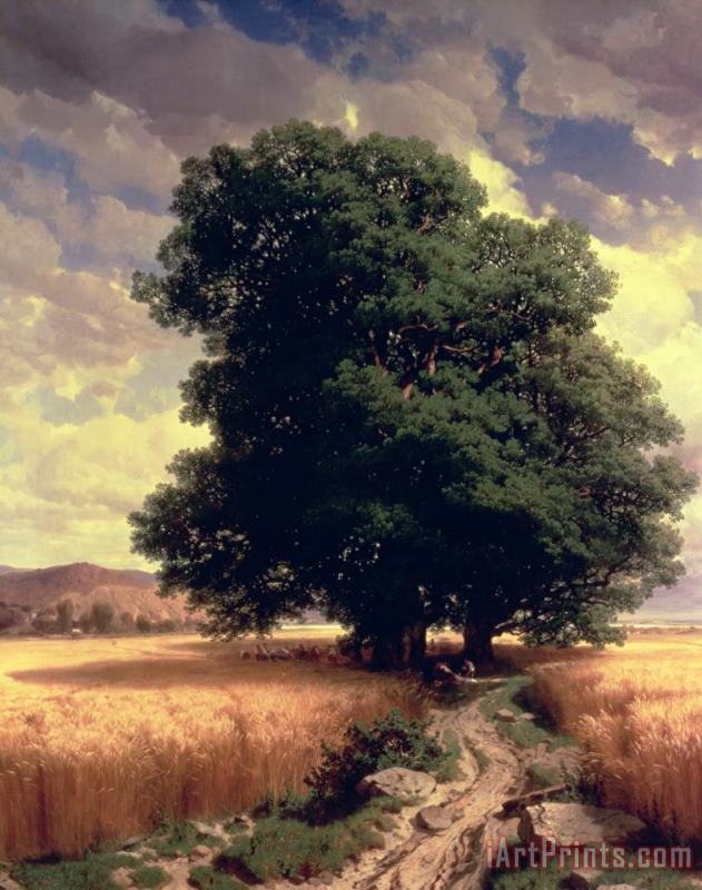 Alexandre Calame Landscape With Oaks Art Print