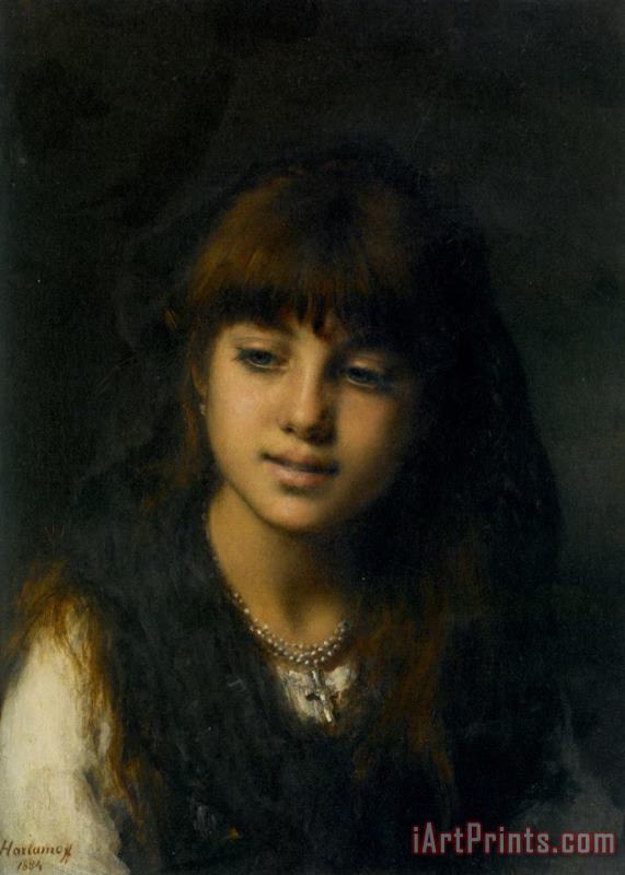 A Young Girl painting - Alexei Alexeivich Harlamoff A Young Girl Art Print