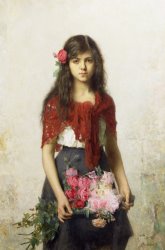 Alexei Alexevich Harlamoff Young girl with blossoms painting