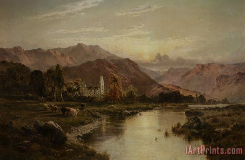 Alfred Fontville De Breanski Vale of Llangollen North Wales Art Painting