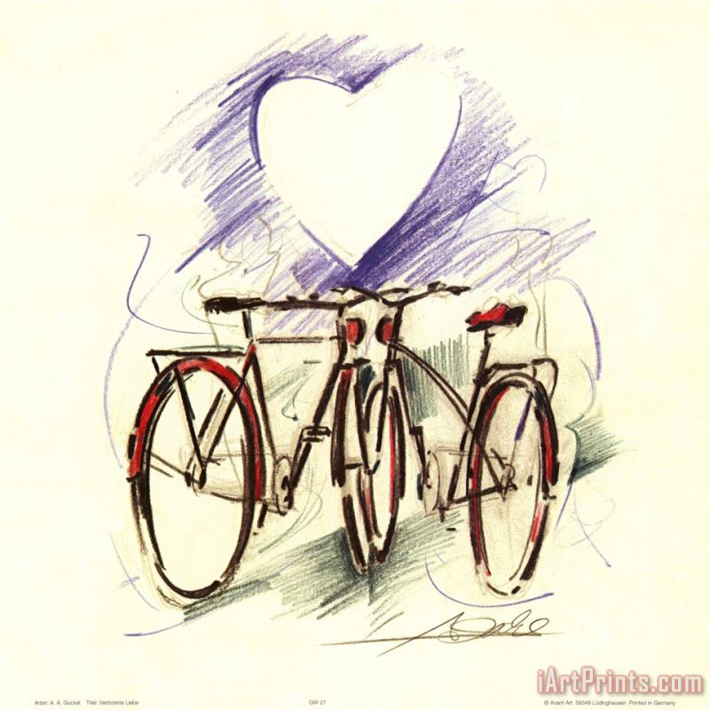 Bicycle Romance painting - alfred gockel Bicycle Romance Art Print