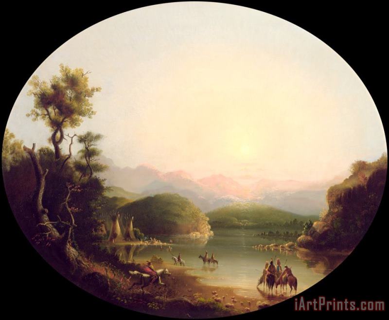 Alfred Jacob Miller Shoshone Indians at a Mountain Lake (lake Fremont) Art Painting