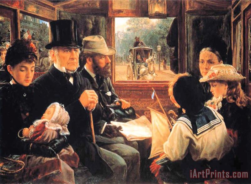 Alfred Morgan One of The People Gladstone in an Omnibus Art Painting