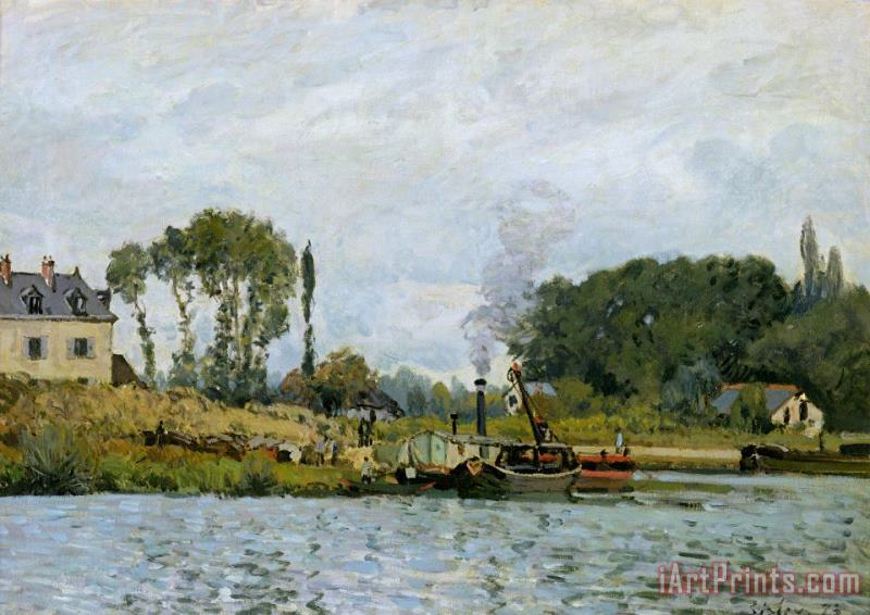 Alfred Sisley Boats at the lock at Bougival Art Painting