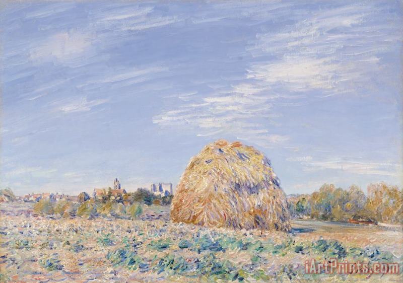 Haystack on the Banks of the Loing painting - Alfred Sisley Haystack on the Banks of the Loing Art Print