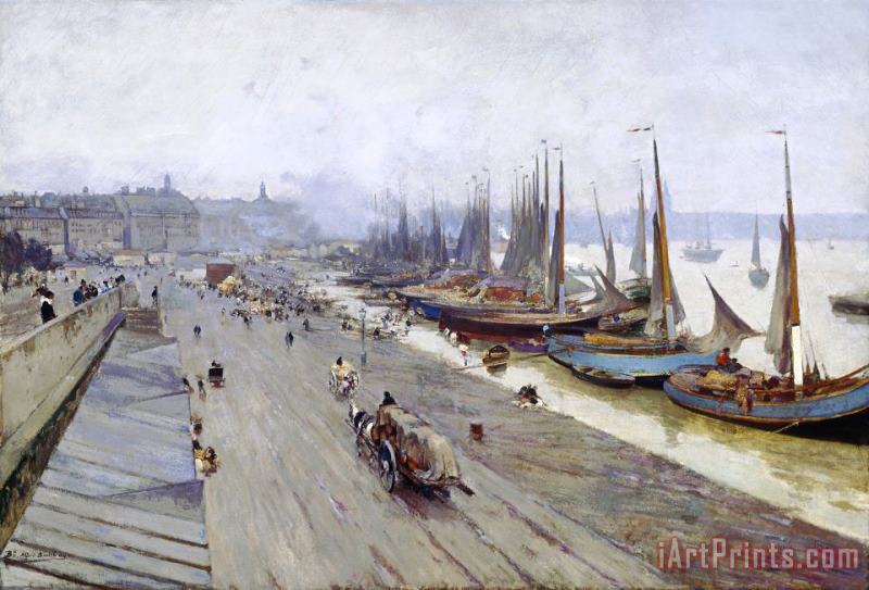 Alfred Smith Bordeaux, Vu Du Pont, Journee D'hiver (bordeaux, View From The Bridge, Winter Day) Art Painting