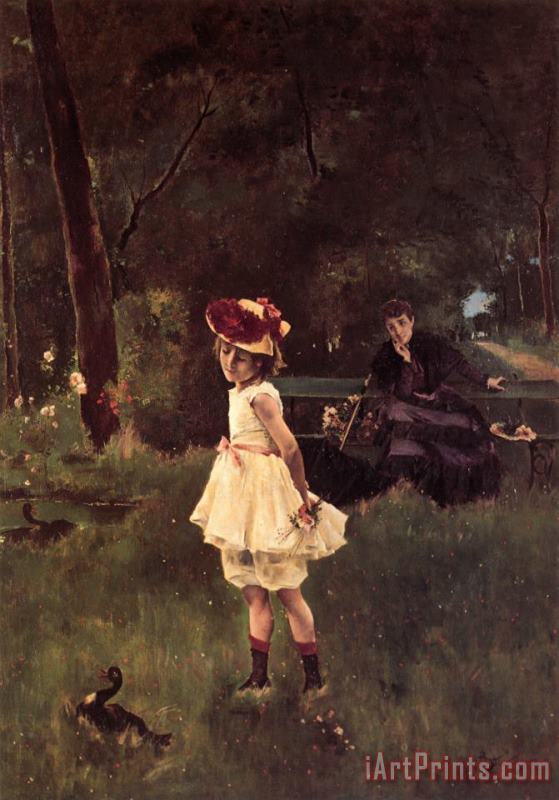 Alfred Stevens La Fillette Au Canard Art Painting