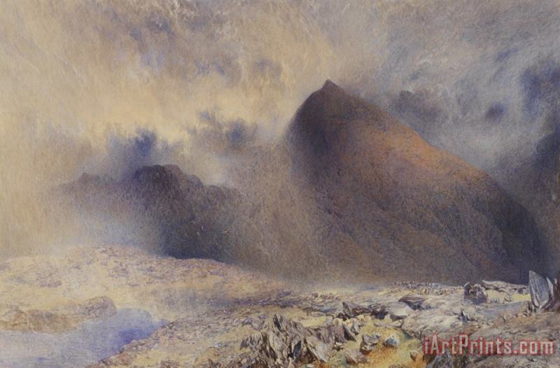 Alfred William Hunt Mount Snowdon through Clearing Clouds Art Print