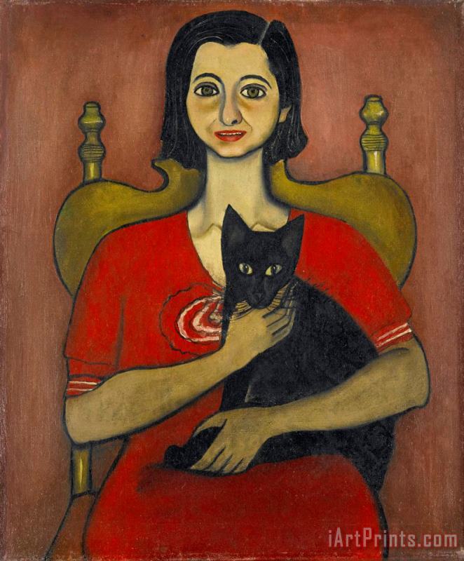 Untitled (woman with a Cat) painting - Alice Neel Untitled (woman with a Cat) Art Print