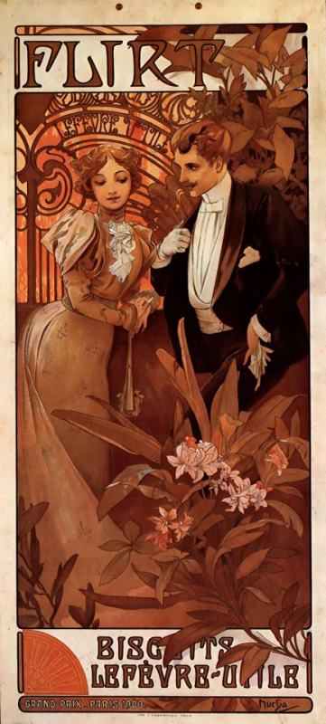 Alphonse Maria Mucha Flirt (calendar) Art Print