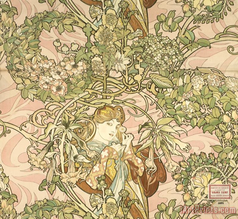 Alphonse Maria Mucha Lady with Daisy (femme ˆ Marguerite) Art Print